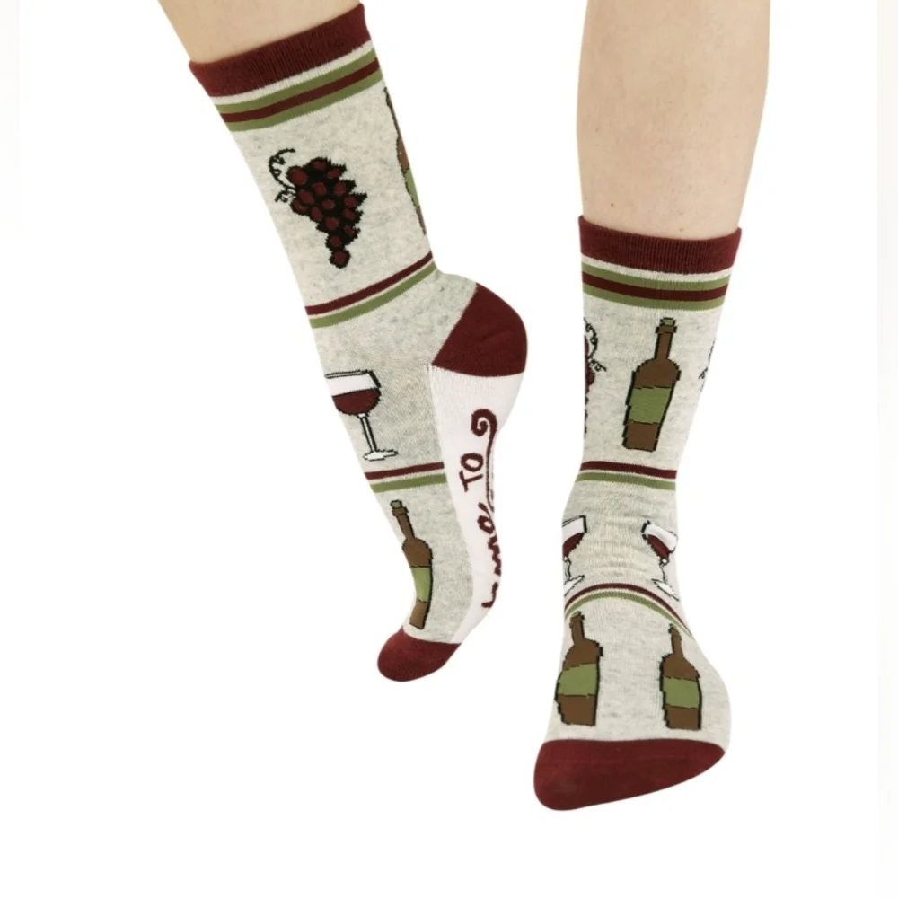 Lazy One Wine Down Crew Sock New Size 5-10